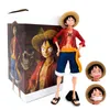 Novelty Games 28cm anime One Piece Montering Figur Säker Smiley Luffy Three Form Face Changing Doll Action Figuring Model Toys Garage Ki
