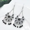 Boucles d'oreilles pendantes LosoDo personnalité de la mode européenne et américaine en forme d'éventail gland femme bohème Hmong accessoires