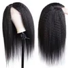 13X1 T Part Kinky Straight Perruques de cheveux humains péruviens pour les femmes Lace Wigs