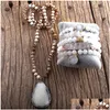 Ohrringe Halskette Mode Boho Schmuck Set Halbedelstein geknotete Natursteine Druzy Charm Anhänger Armband Drop Lieferung SE DHD6O