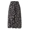 Skirts Summer Sexy Women Lace Up Fashion High Waist Ruffles Loose Slim Long Wrap Skirt Ladies Leopard Beach Clothing