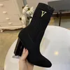 Luxury Design Boots Louiseity Fashion Women Retro Decoration Winter Warm Snow Non slip High Heel Martin Knight Tassel Casual Socks Boots Viutonity 03-029