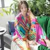 H Thuis Kleding Vrouwen Zijden Pamas Herfst Koreaanse Mode Nachtkleding Losse Vest Lange Mouwen Broek Set 2 Stuk Sexy Satijnen pyjama Kleding