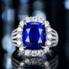 Обручальные кольца качество принцесса Cut Crystal для женщин голубое красное зеленое циркон -камень обручальная вечеринка Регулируемые украшения