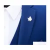 Pins Brooches Pins Savoyshi Sier Color Brooch Suit Sweater Collar Lapel Metal Pin Leaves Accessories Drop Delivery Jewelry Dhrs6