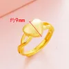 Anneaux de mariage Dubaï 24K Bijoux en or Forme de coeur pour femmes Bague d'ouverture Hommes et accessoires de mode