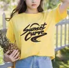 Women's T Shirts Belamoda Sunset Curve Women Tees Letter Print Casual Short Sleeve Funny Shirt For Lady Top Tee Hipster Summer