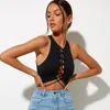 Canottiere da donna Estate Sexy Ppartyops Backless Scava fuori Fitness Senza maniche Corto Crop Top Canotte Sstreetwear Bblack Canotta con lacci