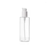 Storage Bottles 100ml -- 250ml Empty Clear Plastic Bottle White Ring With Cover Lotion Press Pump Refillable Cosmetic Packaging Container