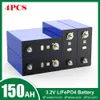 150AH 3.2V Lifepo4 Battery 4PCS 12V 24V 48V Deep Cycle Cells Pack Rechargeable Battery For Solar Storage System RV Accumulator