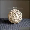 Flores decorativas grinaldas 1 peça 15/10/20/25 cm Wicker Hollow Rattan Ball DIY Party Party Wedding Decor Decor Dhjhs