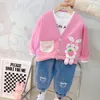 Våren nyfödda kostymer Baby Boys Girls Suits Children Sports Coat T Shirt Pants 3st/Set Children Tracksuits