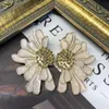 Exquisite elegant white flower brooch earrings three-dimensional flower pin head accessories