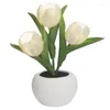 Bordslampor LED Tulip Desk Lamp Interior Decoration Simulation Flowerpot Atmosphere Night Gift Poted Plant