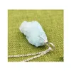 Pendant Necklaces Natural Crystal Cluster Bare Stone Summer Female Necklace Beautif Simple Makaron Creative Clavicle Light Blue Drop Dhjnb