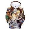 Herrtröjor 2022 Game Genshin Impact Print 3D Hoodie Sweatshirt män kvinnor barn varma och komfatabara harajuku mode streetwear pullover