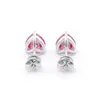 Stud Earrings Customized Silver 925 White Gold Plated Moissanite Earring Pink Color 6.5mm Heart Cut Women