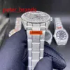 NOUVEAU arrivé glacé en acier inoxydable 39mm boîtier brillant visage gris automatique lisse balayage mains diamants partout dans la boucle watch2477