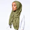 エスニック服ソリッドカラーコットンジャージーマーセル化されたモデアソフトレディヘッドスカーフイスラム教徒の女性ショール