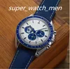 Man Watch Quartz Movement Blue Bezel Strap Limited Edition Chronograph Sports Battery Power Limited Master Montre Mans Armswatch Watchs Accessories