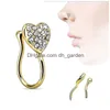 Nasenringe Ohrstecker Piercing Ornament Herz Nagelring Set mit Diamant Neuer Stil Kein Loch Drei Pakete 603 Z2 Drop Lieferung J Dhgarden Dhuvq