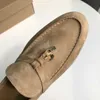 Buty kobiety płaskie buty khaki zamszowe letnie spacer metalowy zamek leniwy mokasyny przyczynowe mokasyna wygodne muły jazdy 221215