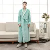 Women's Sleepwear Women Winter Extra Long Thick Thermal Bathrobe Men Luxury Flannel Warm Kimono Bath Robe Sexy Fur Robes Male Soft Nightgown