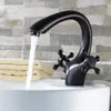 Bathroom Sink Faucets Black Oil Rubbed Bronze Dual Cross Handles Vessel Faucet Mixer Taps Ahg028