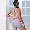 Active Set Seamless Stripe Fitness Women's Tracksuit Yoga Shorts Set Workout Two Piece Sport Wear Women Sportwear Gym Clothing Summer