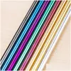 Drinking Straws 6X266Mm Colorf Stainless Steel Sts Reusable Straight And Bent St Cleaning Brush For Kitchen Bar Drop Delivery Home G Dhb59