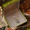 Chokers 2021 Koreańska modna trend biżuterii Złoty łańcuch niebieski Morze gwiazd owalne naturalne naszyjniki kryształowe dla kobiet dziewczęta prezenty upuść dhrvd
