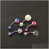 Navel Bell Button Rings Stainless Belly Piercings Ombligo Piercing Sexy Earring Rainbow Body Jewelry Pircing 673 T2 Drop De Dhgarden Dha28