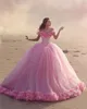 Dresses de noiva de rosa em nuvem rosa de nuvem rosa longa tule buffy buffy de mariaia vestido de noiva disse mhamad vó de casamento297o