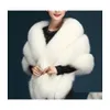 Scarves Winter Women Faux Fur Long Shawl Stole Wrap Shrug Scarf Bridal Wedding Elegant Pashmina Warm Female Waistcoat Cloak Coat Dro Dhxaz