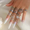 Pierścionki ślubne 15 szt./Zestaw srebrny bohemian krystaliczny motyl damski pierścionek luk Vintage Pearl Knuckle Stackable 2022 Trend Girls Biżuteria