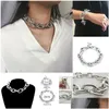 イヤリングネックレスパンクビッグチャンキーチェーンNeaddba Collar Statement 2021 Steampunk Hip Hip Hip Aluminum Bracet Anklet Women Jewelry Set DHXJG