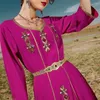 Ropa étnica Vestido de fiesta de diamantes de imitación marroquí Mujeres Vestido largo musulmán Dubai Turquía Medio Oriente Árabe Abaya Islámico Jalabiya Caftan Ramadán