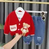Baby Boy Kleding Herfst Kapmantel T-shirt broek 3 stks Kever Gedrukt Peuter Kinderkleding Set Jongens outfits