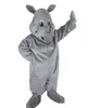 Grijze neushoorn mascotte kostuum harige ox zachte korte pluche jumpsuit Halloween Christmas snijpop kleding kledingpak