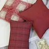 Oreiller 45x45/50X50/50x30cm Housse à carreaux rouge vin Lattice Jacquard Throw Taie d'oreiller lombaire