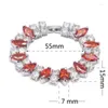 ارتباط أساور SHUNXUNZE SHUNXUREMENT SINGURAGES BESTERMENT BERCELET TILENIS FOR Woman Christmas Gift Drop Red Zirconia Rhodium Plated R665