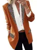 Damenanzüge 2022 Frühling Herbst Damen langärmelige Anzugjacke Frauen Leopard gespleißt V-Ausschnitt Blazer Casual Arbeitsmäntel Kleidung Crop