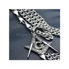 Pendanthalsband Sier Tone Mens Rostfritt stål Masonry Mason Chain Halsband N282361 Drop Delivery Jewelry Pendants DHWS0