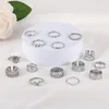 Bröllopsringar 15 st/set silver bohemisk kristallfjäril kvinnor ring bulk vintage pärla knuckle stapel 2022 trend flickor smycken