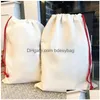 Christmas Decorations Natural Color Dstring Bag With Logo Printing Gift Bags Jewelry Pouch For Diy Drop Delivery Home Garden Festive Dhqp1