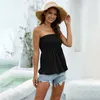 Camisetas para mujer, Tops de playa de verano, camisa blanca, Sexy, sin hombros, sin tirantes, ropa informal de talla grande para mujer 2022
