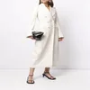 Kvinnors dikerockar 2022 Autumn Fashion Long White Coat Women Double Breasted Overcoat Temperament Slim Windbreaker Ladies Jacket Trend