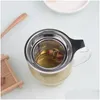 Tea Strainers Stainless Steel Coffee Strainer Large Capacity Infuser Fine Mesh Filters Hanging On Teapots Mugs Cups Steep Loose Leaf Dhwtg