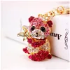 Porte-clés créatif mignon strass dessin animé Panda porte-clés Sichuan Nt pendentif en métal Animal petit cadeau livraison directe bijoux Dhjyu