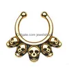 Näsringar Studs Ring Crystal Hoop Body Piercing Jewelry Fake Septum Clicker Non Hanger Clip on Women 248 Drop Delivery DHA73